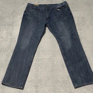 Y2K FUSAI Jeans Mens 42x32 Blue Medium Wash Straight Fit Denim Pants Vintage